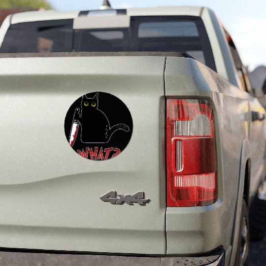 Cat What - Murderous Cat With Knife Car Magnets