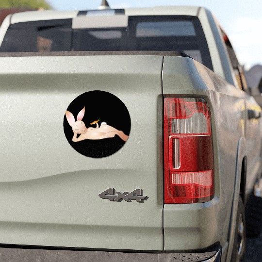 Relaxed rabbit with carrot is enjoying his life Car Magnets