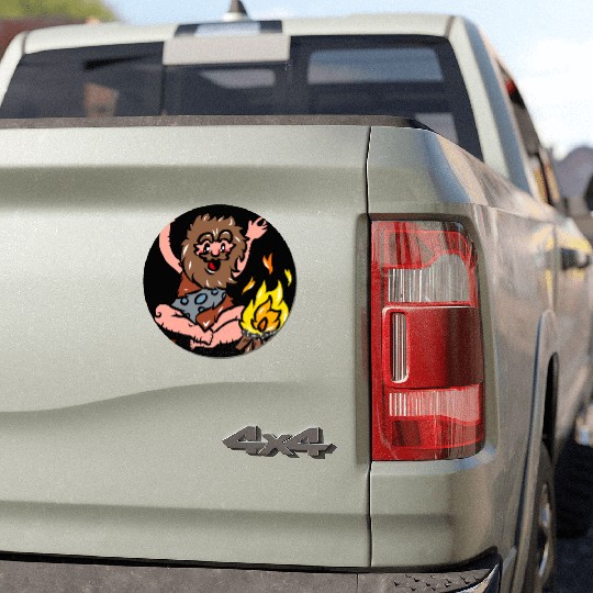 Caveman with Fire Car Magnets