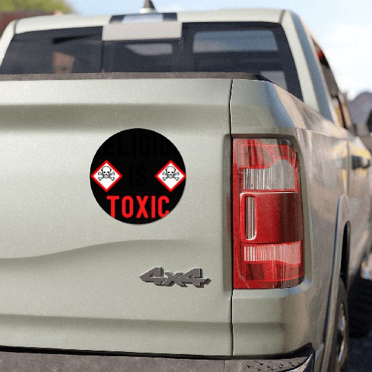 RELIGION Is TOXIC Skull Crossbones toxicity symbol Car Magnets