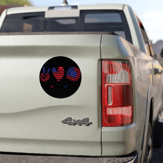 Peace Love America 4th July Gift Car Magnets Design