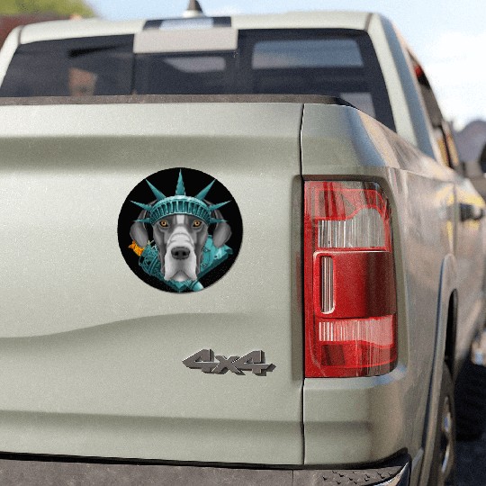 Statue Of Liberty Great Dane 4th Of July Dog USA A Car Magnets