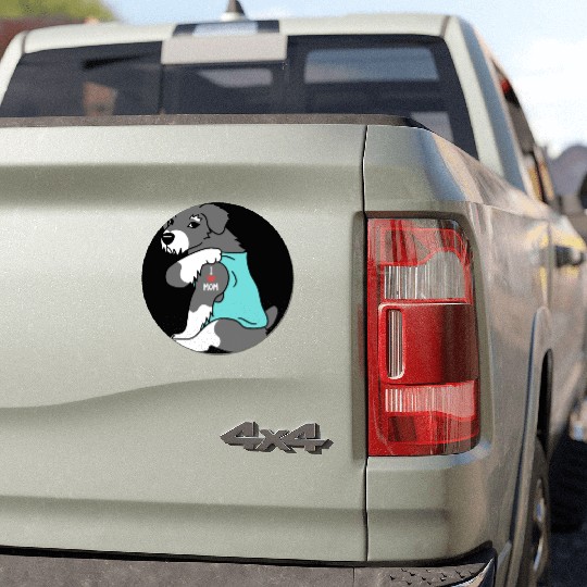 I Love Mom Tattoo Schnauzer Car Magnets