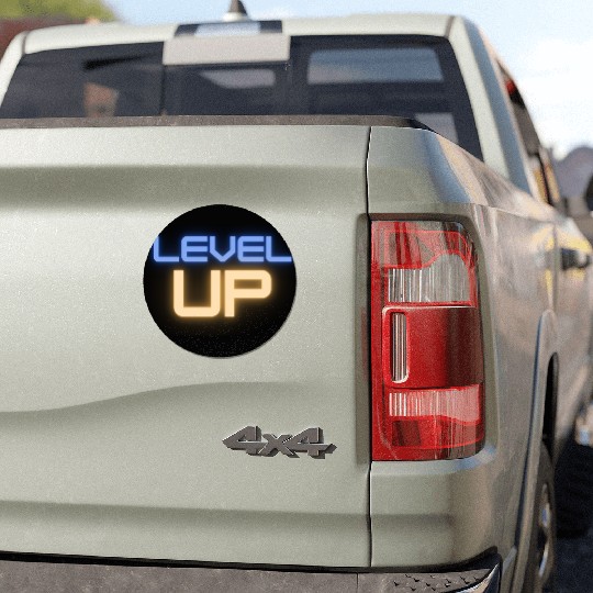 Black Level Up Neon Typography Car Magnets