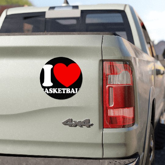 I Love Basketball Red Heart Hoop B-Ball Basketball Car Magnets