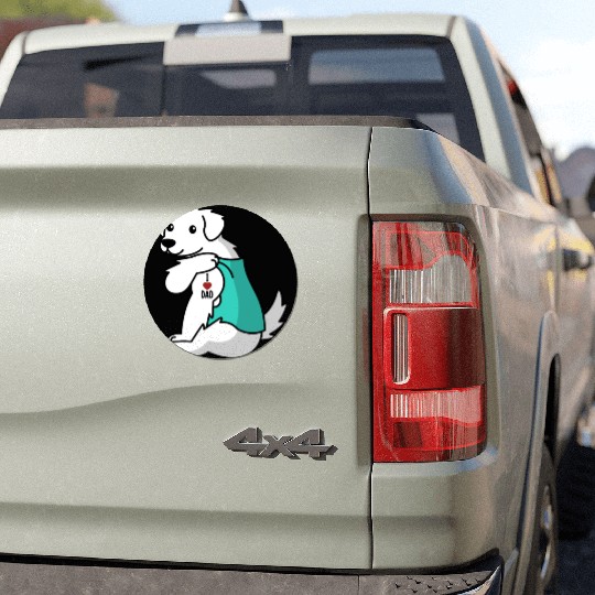 I Love Dad Great Pyrenees Car Magnets