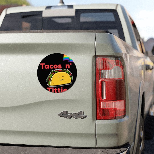 Tacos and titties funny quote cartoon LGBTQ Taco Car Magnets