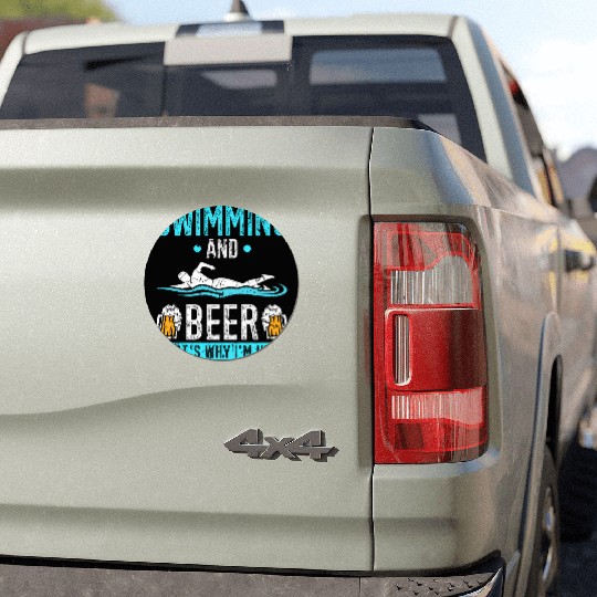Swimming And Beer Swimmer Swim Car Magnets