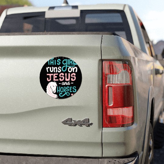 This Girl Runs on Jesus And Horses for Horse Car Magnets