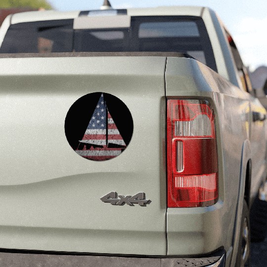 Distressed Stars Stripes Sailboat Sailing Adventur Car Magnets