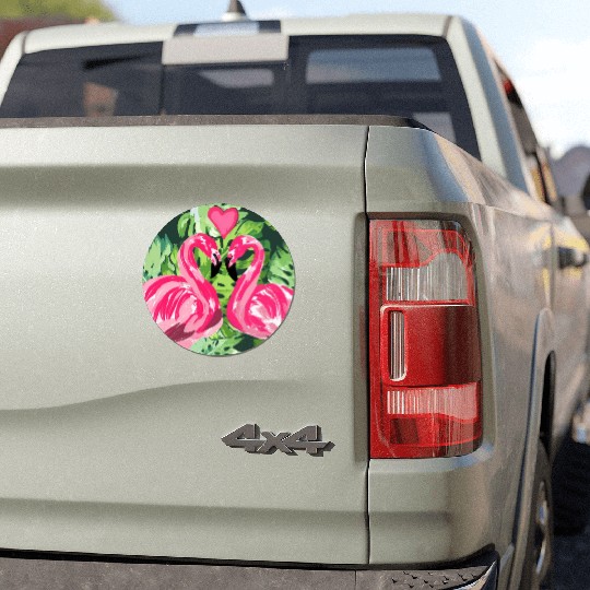 Pink Flamingo Love Car Magnets