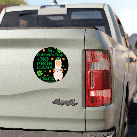 St. Patrick's Day? No Prob Llama Alpaca Green Beer Car Magnets