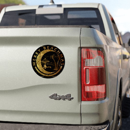 Coastal Beach Christmas In July Car Magnets, Merry