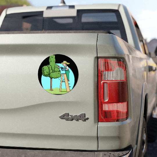 Garden Gardener Cut Hedge Middle Finger Gardening Car Magnets