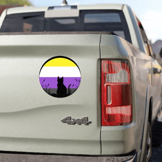 Cat Moon LGBT Nonbinary Flag Car Magnets