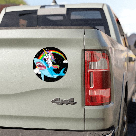 Unicorn riding shark Design Car Magnets