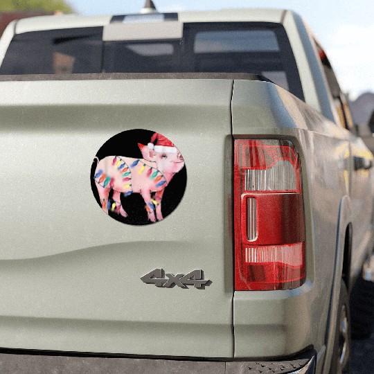 Santa Pig Christmas Lights Pig Lover Christmas Gif Car Magnets