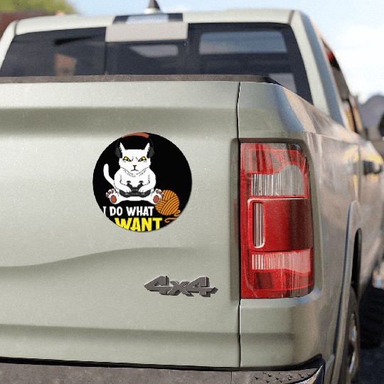 I Do What I Want Funny Gaming Cat Car Magnets