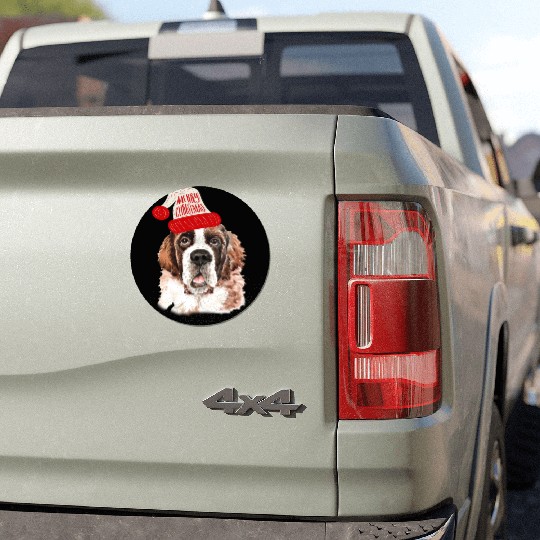 Black Base Saint Bernard Christmas Gift for Dog Car Magnets