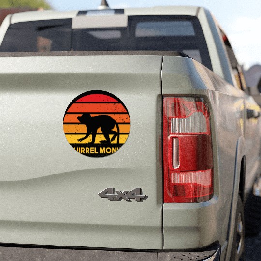 squirrel monkey sunrise sundown design Car Magnets