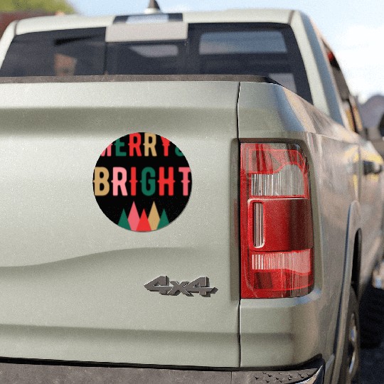Merry and Bright retro Christmas Car Magnets Car Magnets