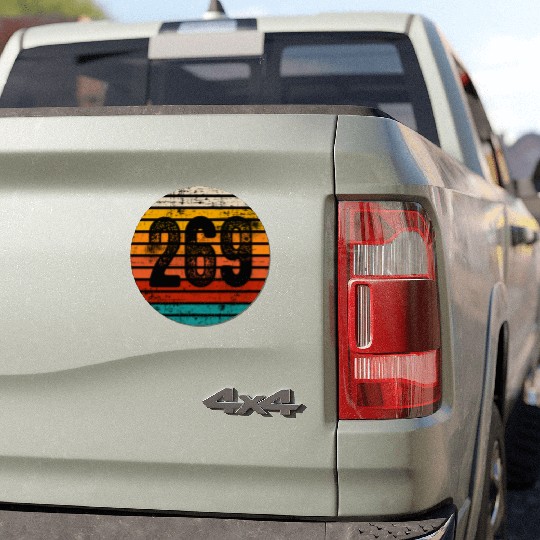 Distressed Vintage Sunset 269 Area Code Car Magnets