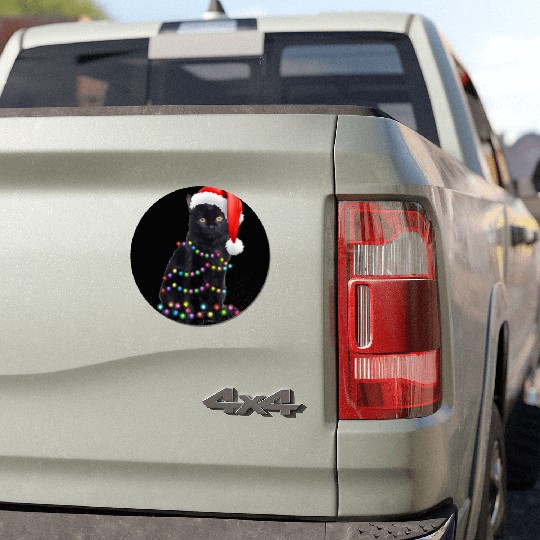 Black Cat Christmas Light Funny Cat Love Christmas Car Magnets