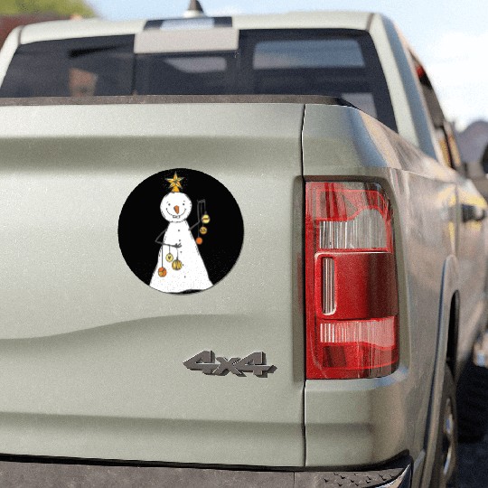 funny snowman with mustache and carrot Car Magnets