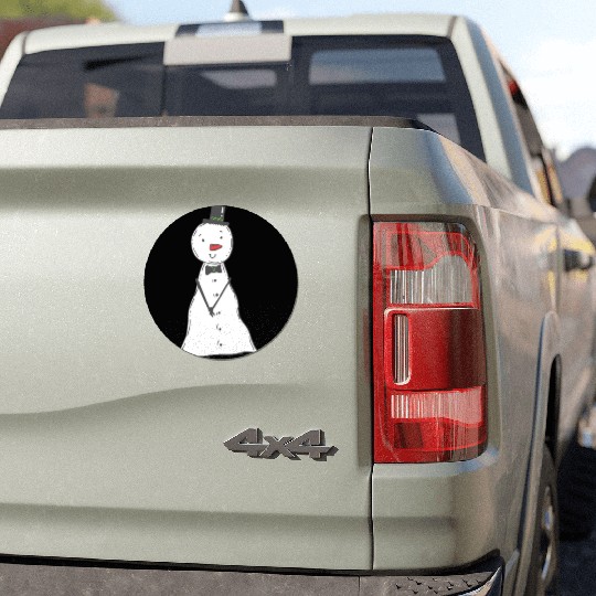 funny snowman with mustache and carrot Car Magnets