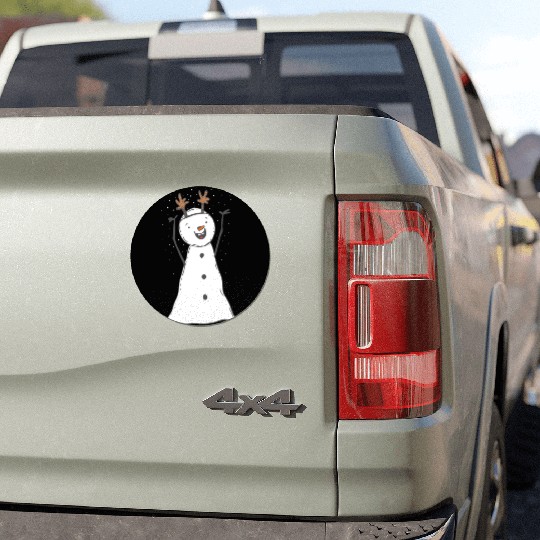 funny snowman with mustache and carrot Car Magnets
