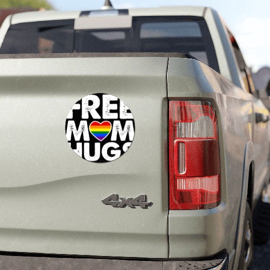 Free Mom Hugs, LGBT Rainbow Heart Car Magnets