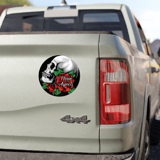 CA SKULL AND ROSES Car Magnets