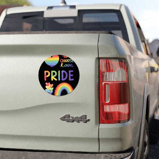 PRIDE We Choose Love Rainbow Hearts & Rainbow Car Magnets