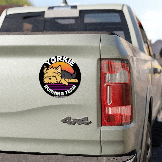 Funny Yorkie Running Team Car Magnets