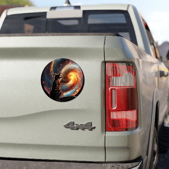 Cat Staring at a Galaxy Cat Dad Cat Lover Car Magnets