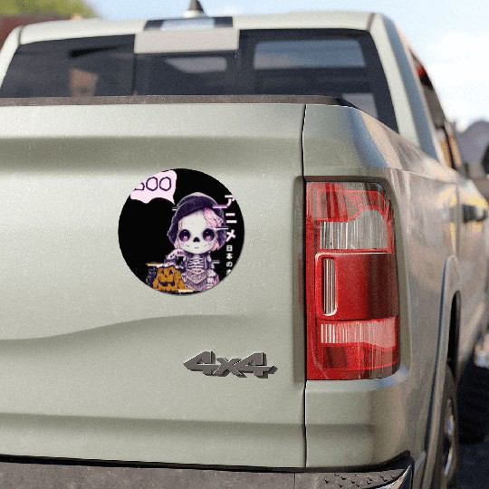 Cute Skeleton Chibi Pumpkin Japanese Aesthetic Car Magnets