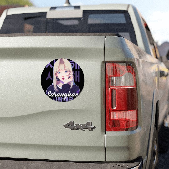 Cute Korean Anime Girl Kpop Saranghae Kdrama Car Magnets