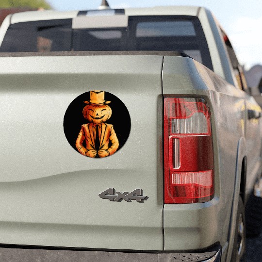 Realistic Jack O Lantern Pumpkin Man In Suit Car Magnets
