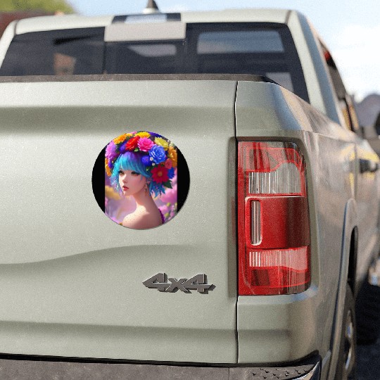 Spring Girl with a bouqet of flowers garland #21 Car Magnets