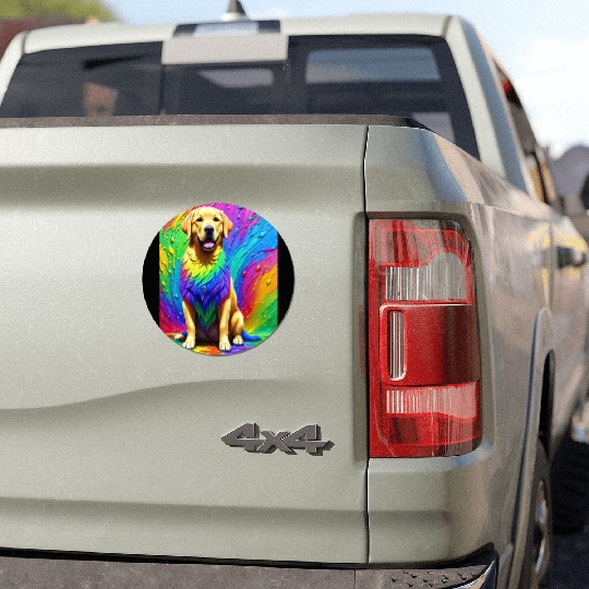 Labrador Retriever with rainbow splashes of colors Car Magnets