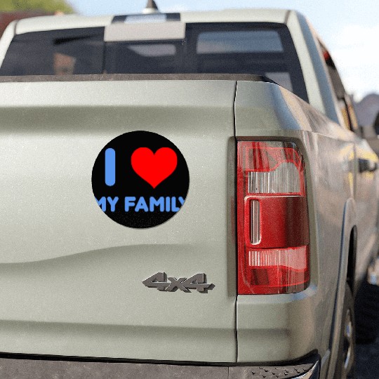 I Love My Family Car Magnets