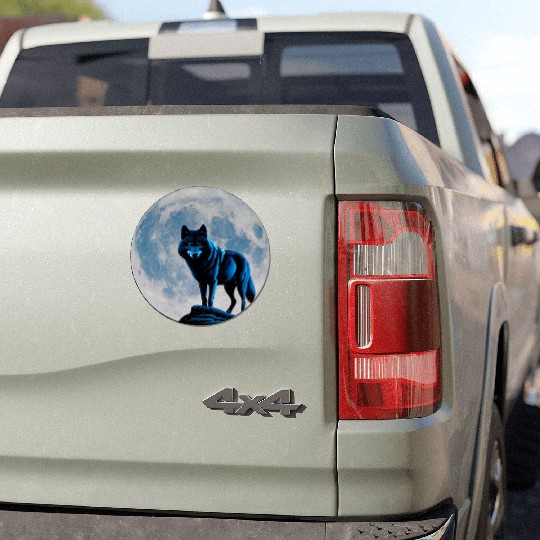 Wolf howling at the moon graphic Car Magnets