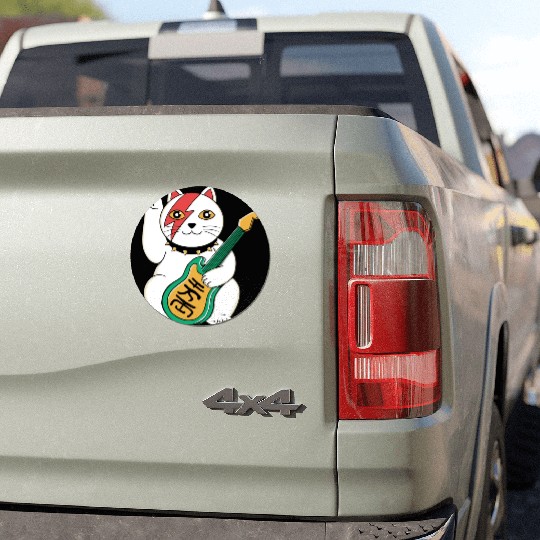 Lucky Cat Guitar Guitarist Car Magnets