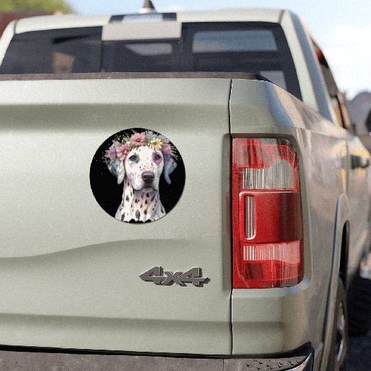 Cute Dalmatian Flower Crown Pet Dog Puppy Car Magnets