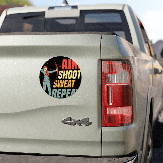 Aim Shoot Sweat Repeat Bow & Arrows Target Archery Car Magnets
