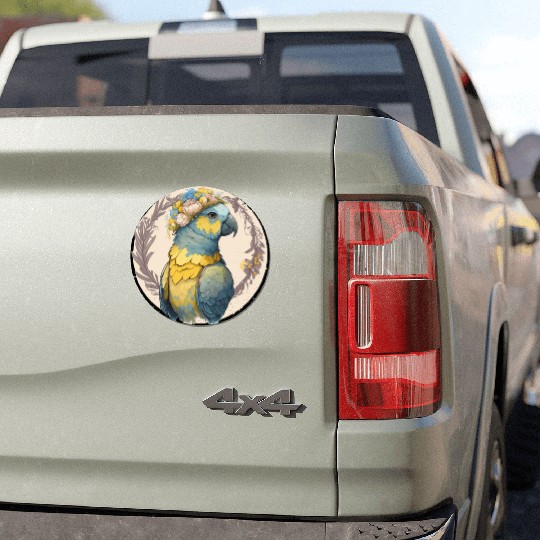 Yellow Blue Ara Macaw Flower Crown Parrot Parakeet Car Magnets