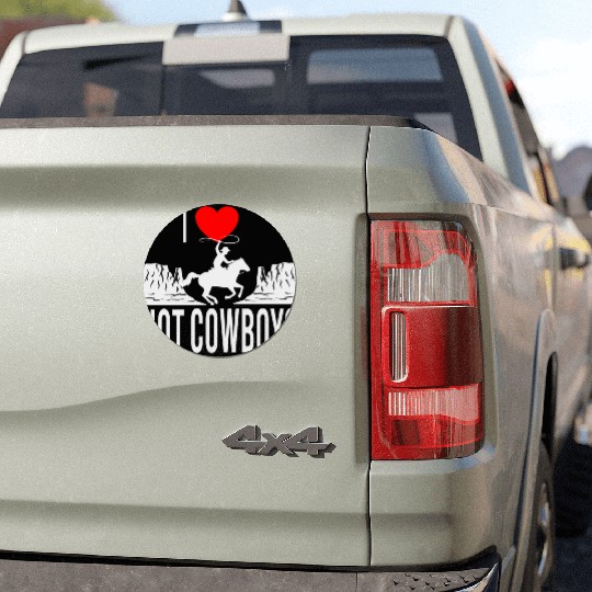 funny western I Love Hot Cowboys Car Magnets