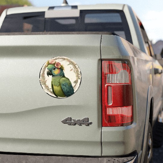 Watercolor Parrot Hahn's Macaw Bird Flower Crown P Car Magnets
