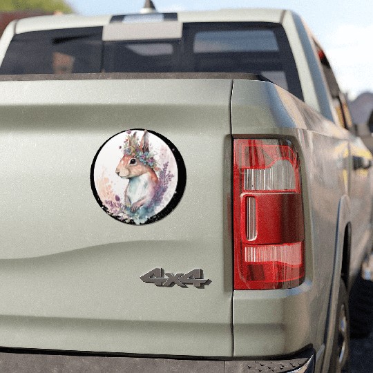 Cute Watercolor Squirrel Flower Crown Animal Lover Car Magnets