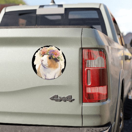 Watercolor Guinea Pig Flower Crown Floral Boho Aes Car Magnets